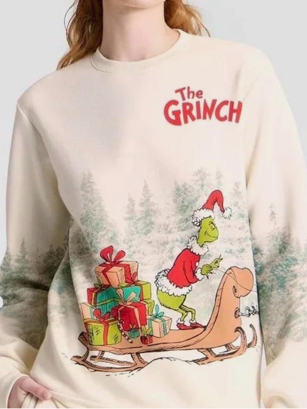 The Grinch Cream Holiday Crewneck Sweater